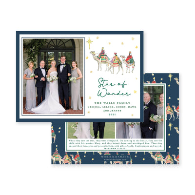 We Three Kings with Border Horizontal Christmas Card
