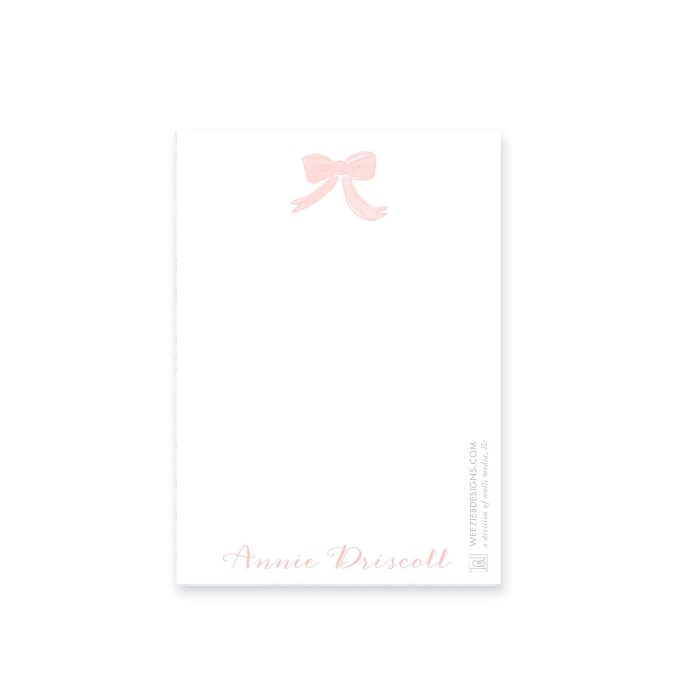 Weezie B. Designs | Watercolor Bow Personalized Notepads