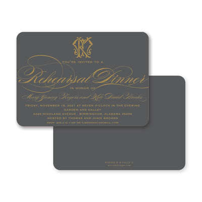 Weezie B. Designs | Classic Monogram & Gold Rehearsal Dinner