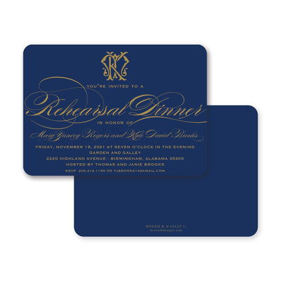 Weezie B. Designs | Classic Monogram & Gold Rehearsal Dinner
