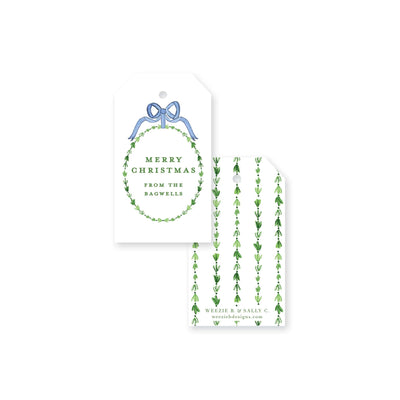 Dainty Greenery with Bow Christmas Gift Tag