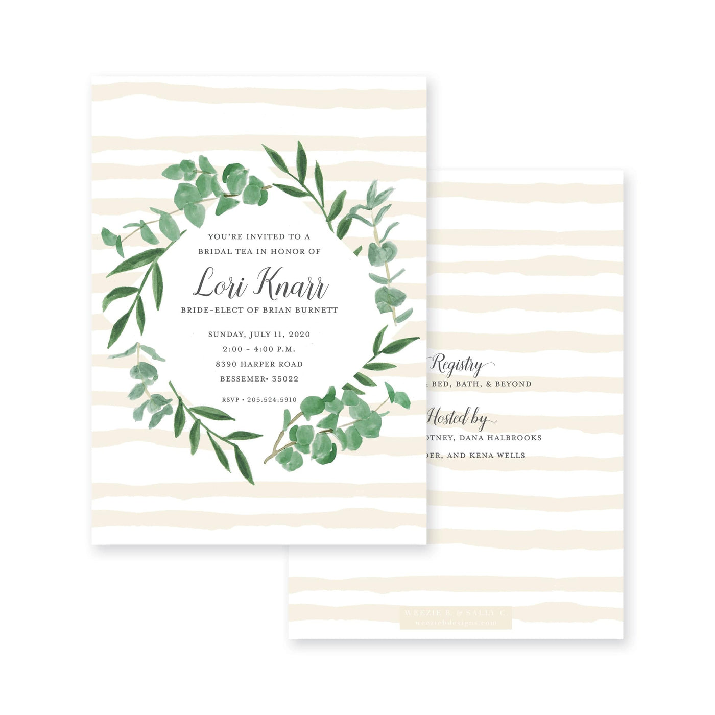 Eucalyptus On Stripes Bridal Shower
