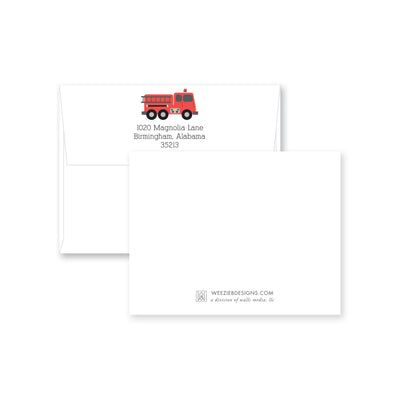 Sweet Fire Truck Flat Note Card