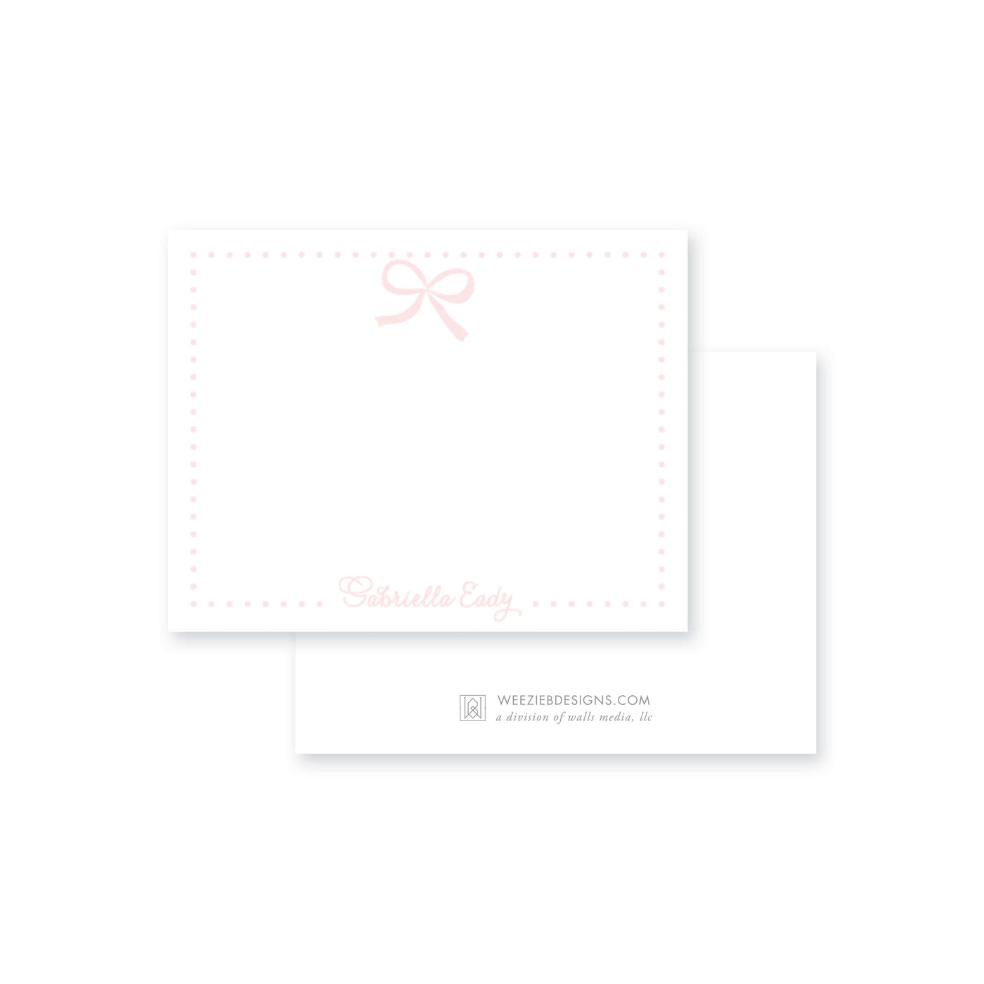 Weezie B. Designs | Sweet Pink Bow Flat Note Card