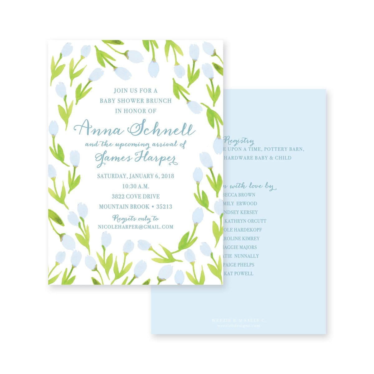 Weezie B. Designs | Garden of Tulips Baby Shower Invitation