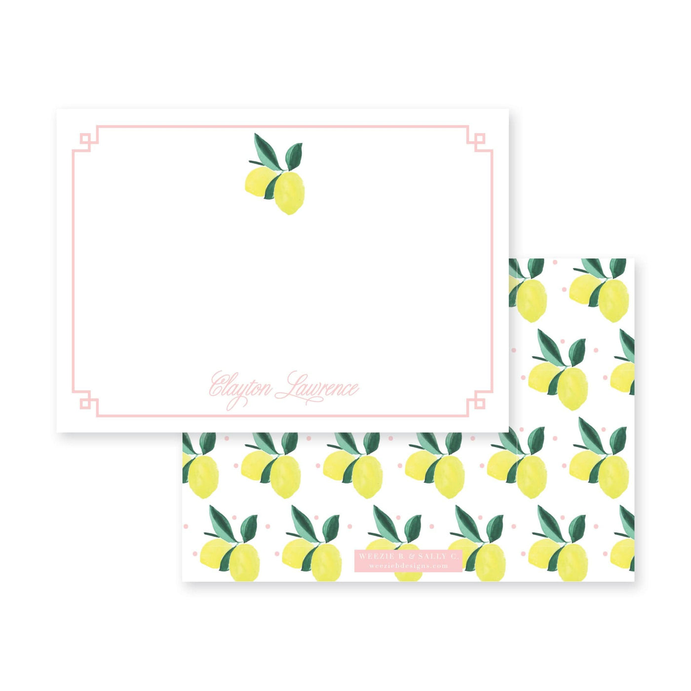 Lemon Polka Dot Horizontal Flat Note Card