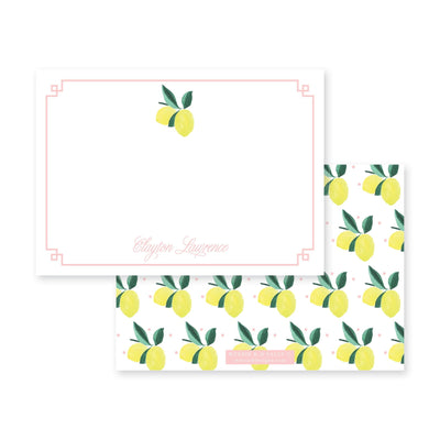 Lemon Polka Dot Horizontal Flat Note Card