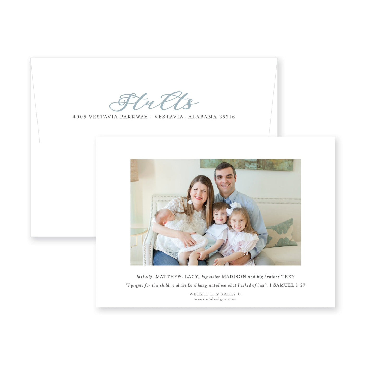 Weezie B. Designs | Modern Script Birth Announcement