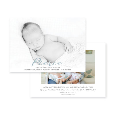 Weezie B. Designs | Modern Script Birth Announcement