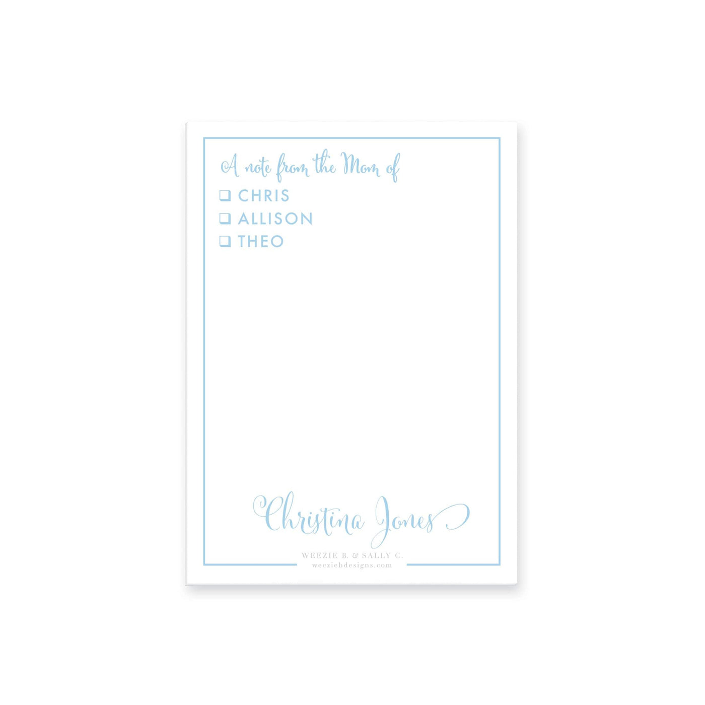 A Note From Mom In Curly Notepad