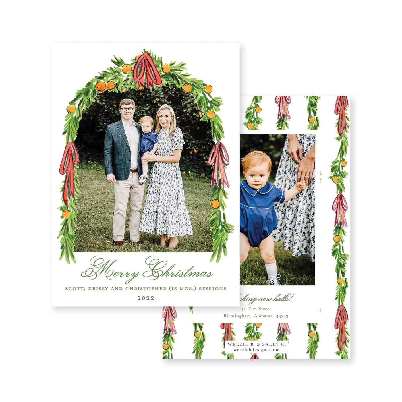 Orange Citrus Swag Vertical Christmas Card