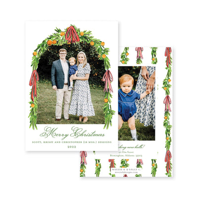 Orange Citrus Swag Vertical Christmas Card