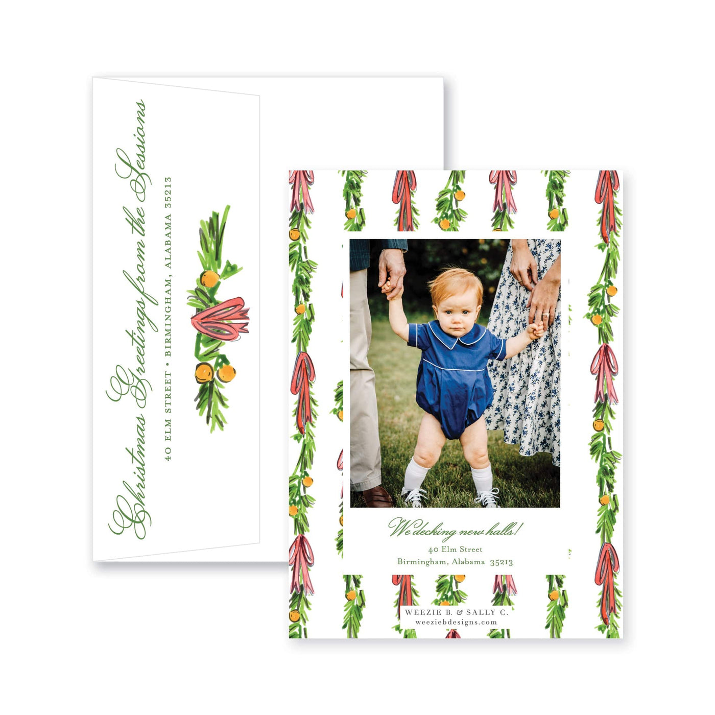 Orange Citrus Swag Vertical Christmas Card