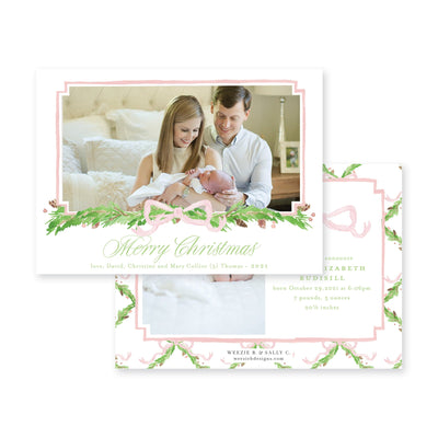 Pine Trellis Announcement Christmas Card