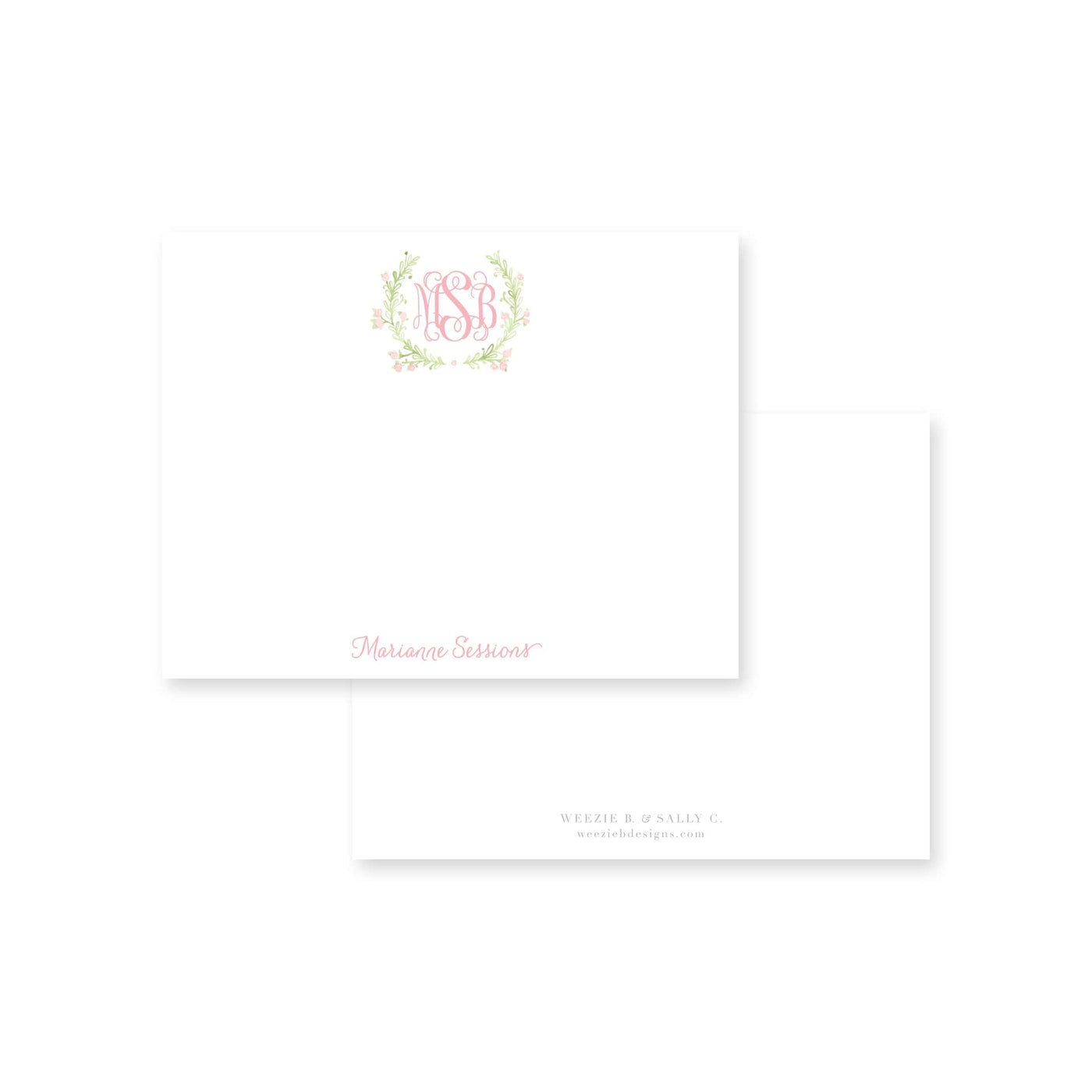 Sweet Watercolor Wreath Flat Note Card