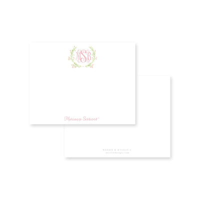 Sweet Watercolor Wreath Flat Note Card