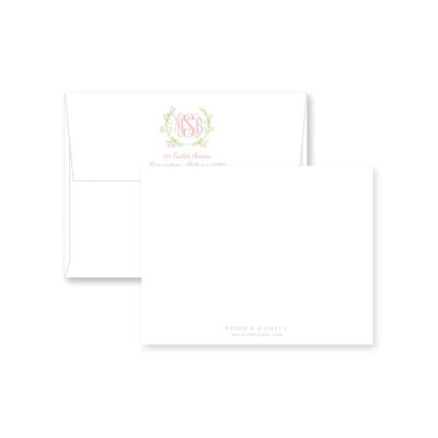 Sweet Watercolor Wreath Flat Note Card