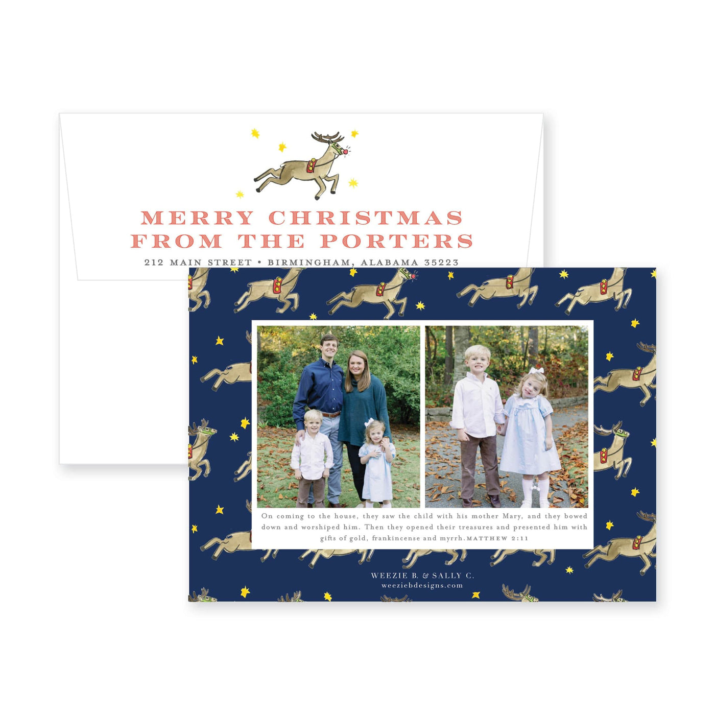 Santa's Sleigh Whimsical Horiztonal Christmas Card