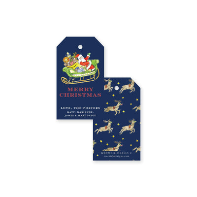 Santa's Sleigh Whimsical Christmas Gift Tag