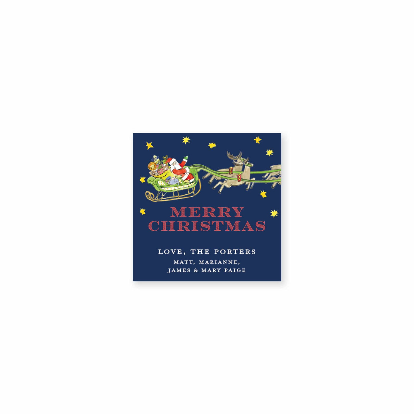 Santa's Sleigh Whimsical Christmas Gift Stickers