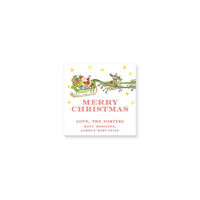 Santa's Sleigh Whimsical Christmas Gift Stickers