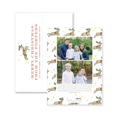 Santa's Sleigh Whimsical Vertical Christmas Card