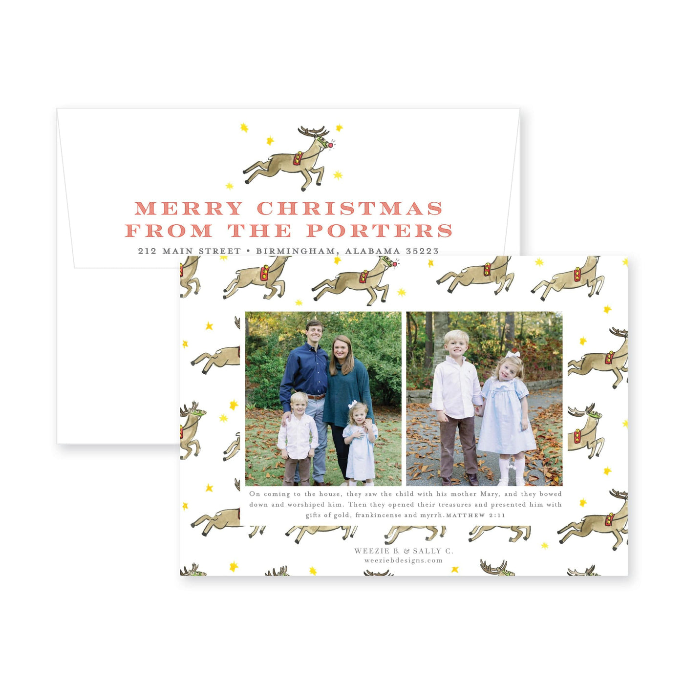 Santa's Sleigh Whimsical Horiztonal Christmas Card