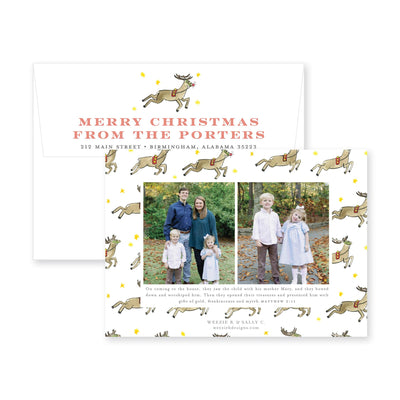 Santa's Sleigh Whimsical Horiztonal Christmas Card
