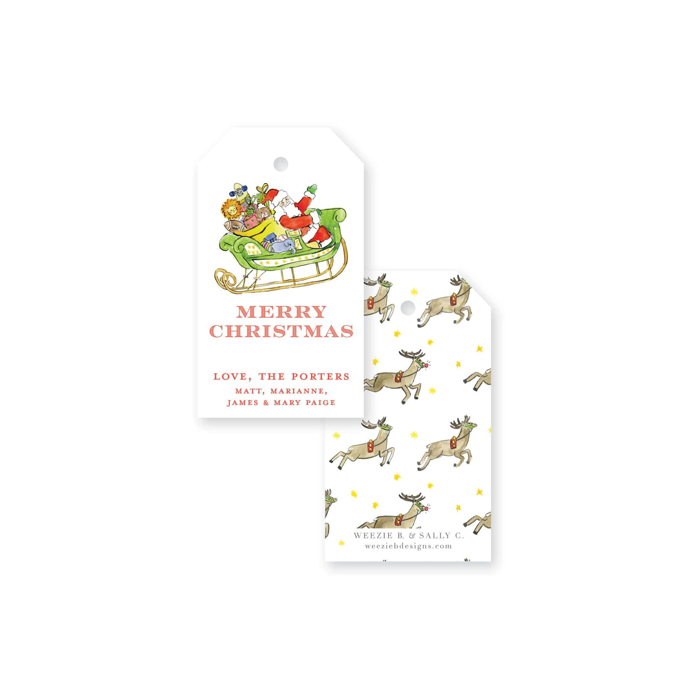 Santa's Sleigh Whimsical Christmas Gift Tag