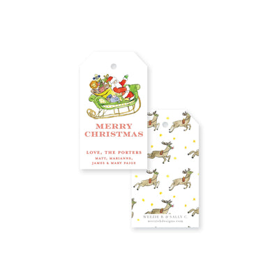 Santa's Sleigh Whimsical Christmas Gift Tag