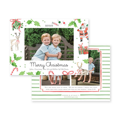 Santa Christmas Icons Horizontal Christmas Card