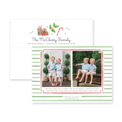 Santa Christmas Icons Horizontal Christmas Card