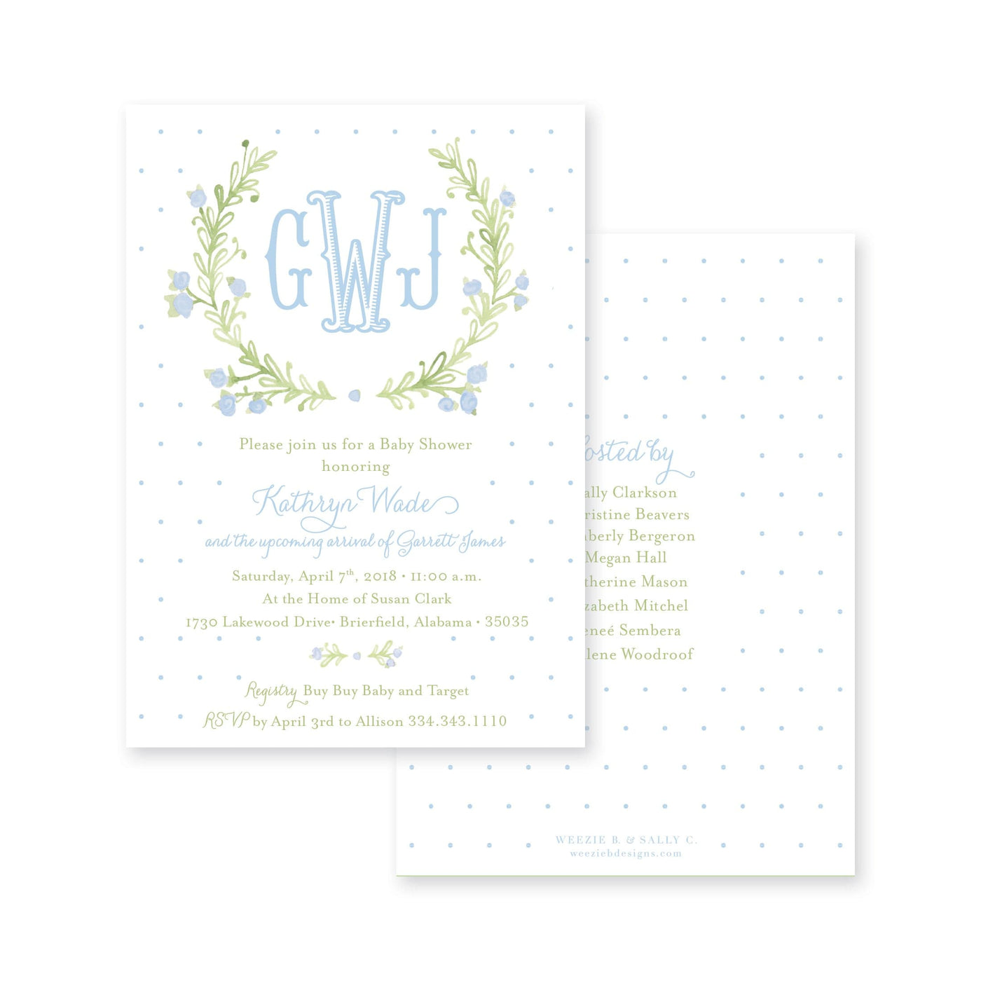 Sweet Watercolor Wreath Baby Shower