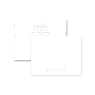 Weezie B. Designs | Baby Train Personalized Flat Note Card