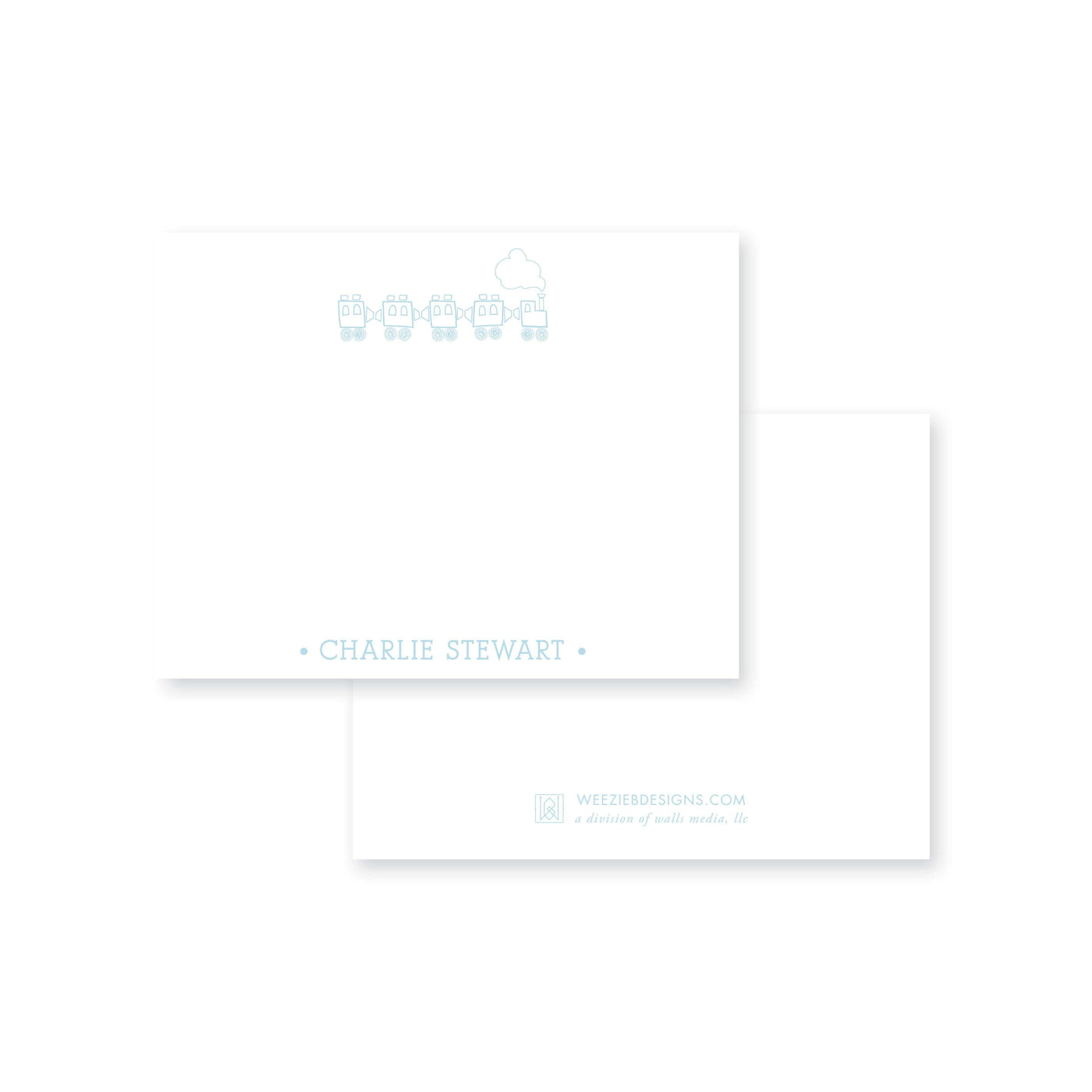 Weezie B. Designs | Baby Train Personalized Flat Note Card