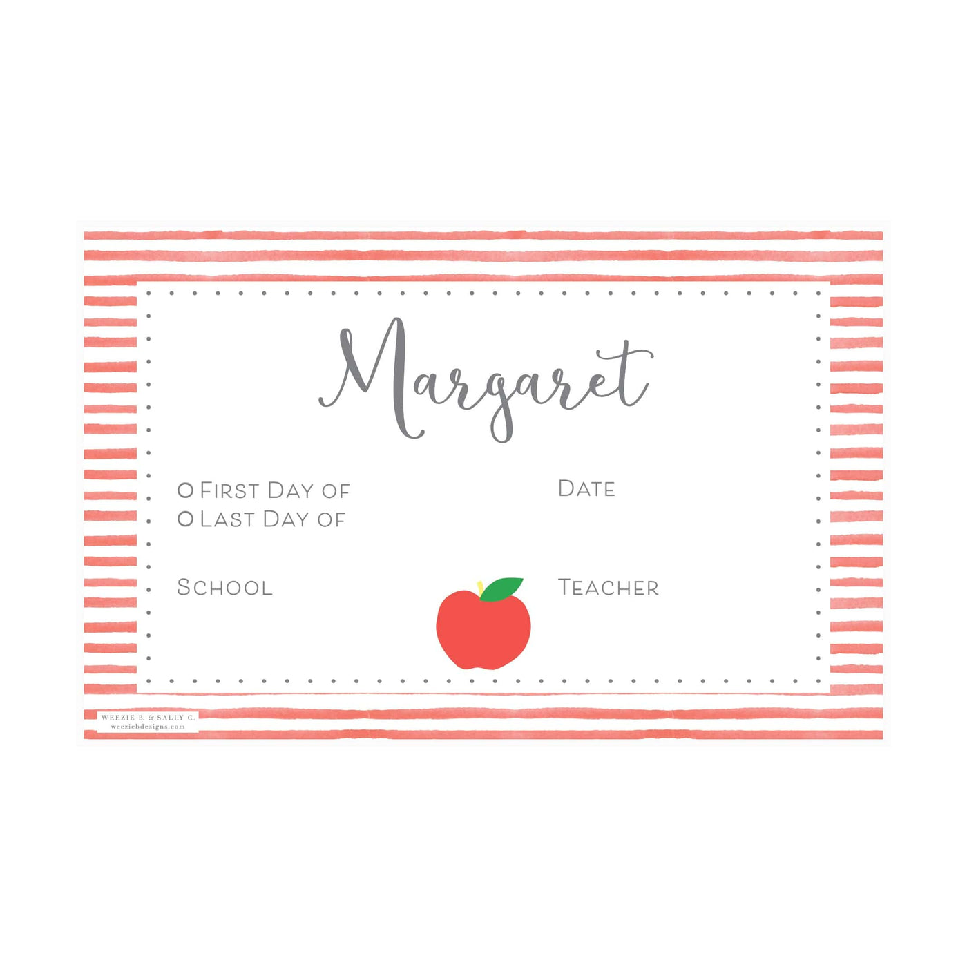 Simple Stripes First & Last Day Laminated Sign | Placemat