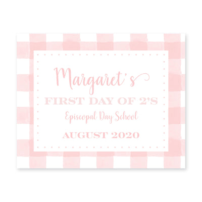 Simple Gingham First & Last Day Sign