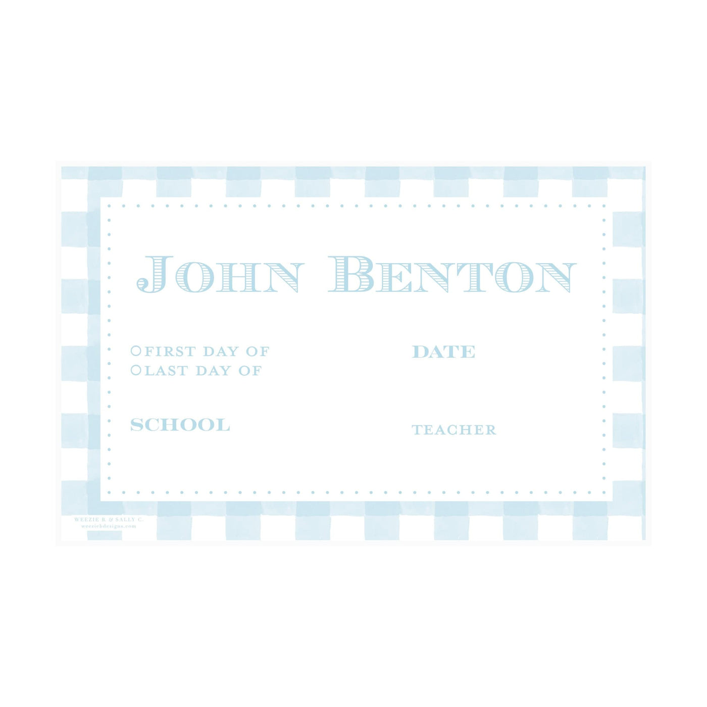 Simple Gingham First & Last Day Laminated Sign | Placemat