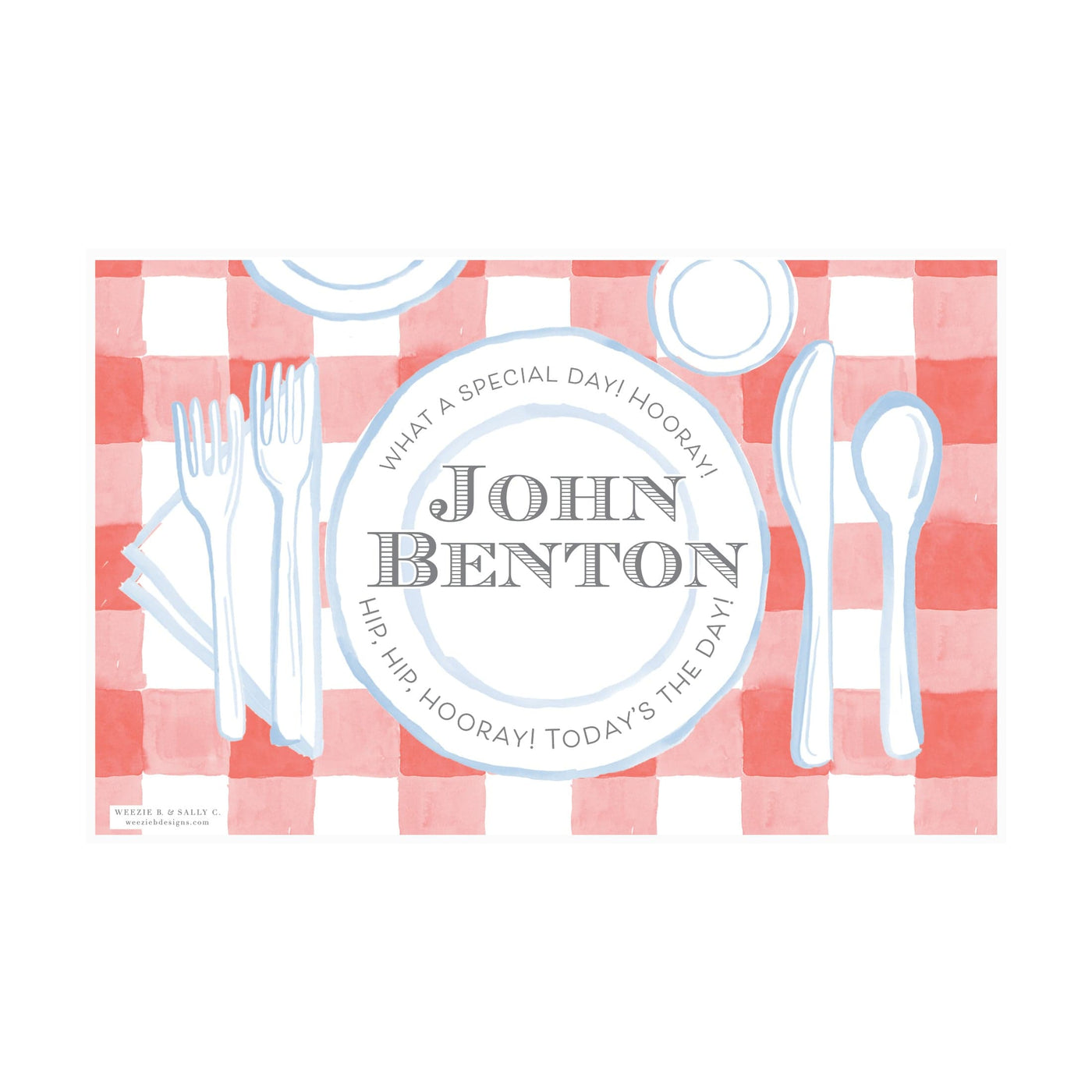 Simple Gingham Red First & Last Day Laminated Sign | Placemat