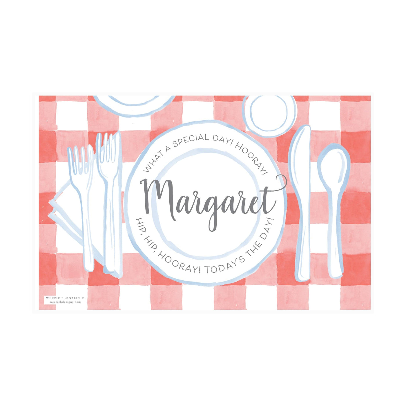 Simple Gingham Red First & Last Day Laminated Sign | Placemat