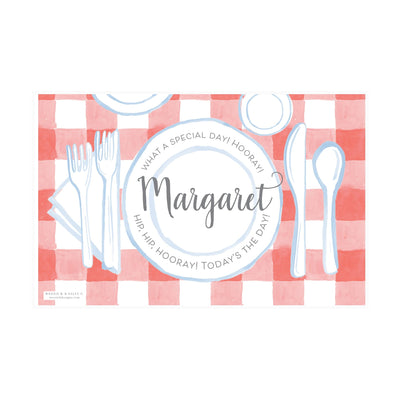 Simple Gingham Red First & Last Day Laminated Sign | Placemat