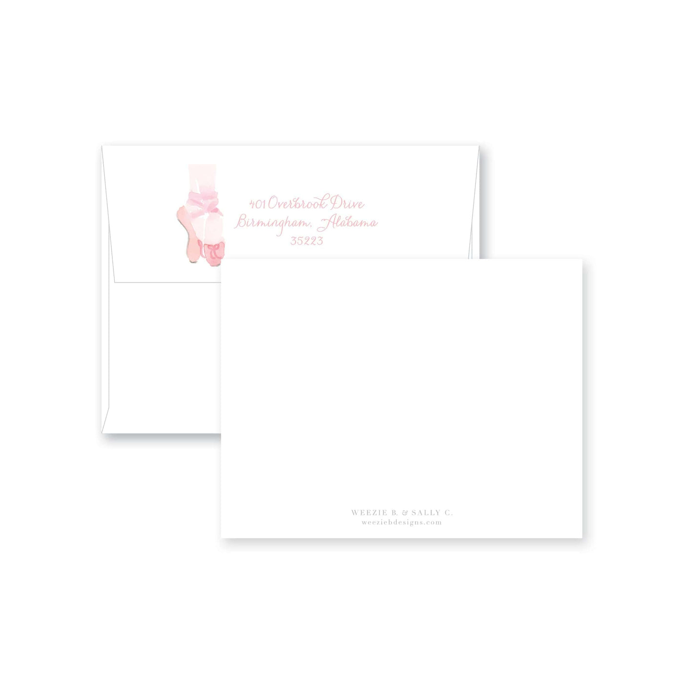 Ballet Watercolor Fill-In Flat Note Card