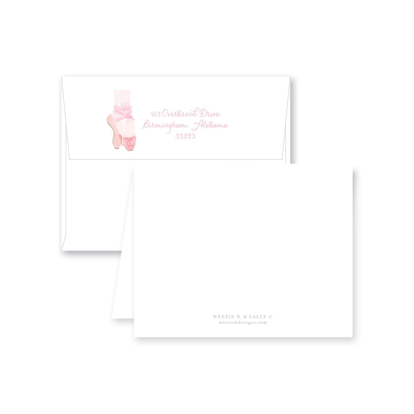 Ballet Watercolor Folded Note Card