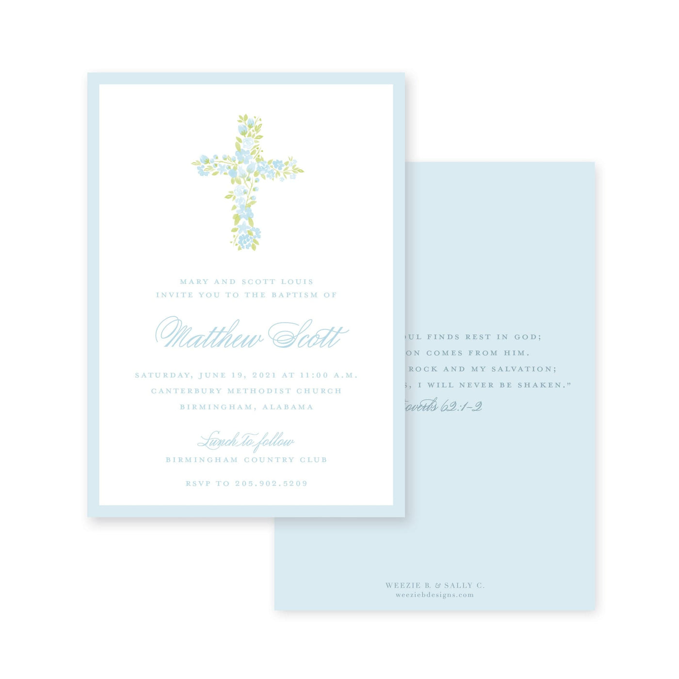 Watercolor Floral Cross Border Baptism