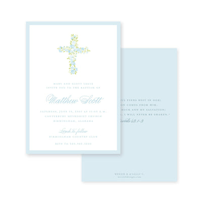 Watercolor Floral Cross Border Baptism