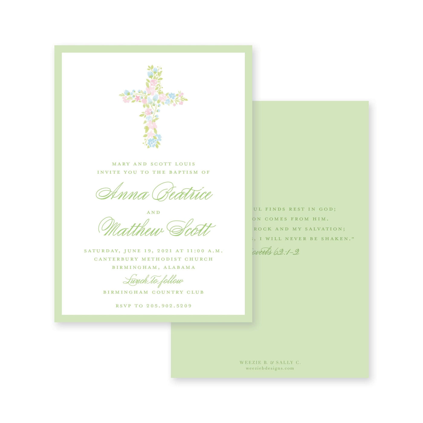 Watercolor Floral Cross Border Baptism