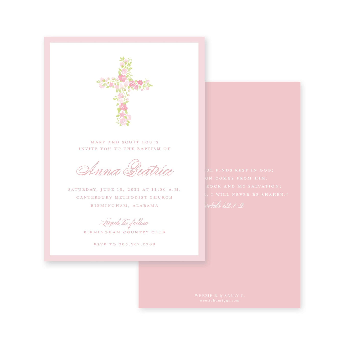 Watercolor Floral Cross Border Baptism