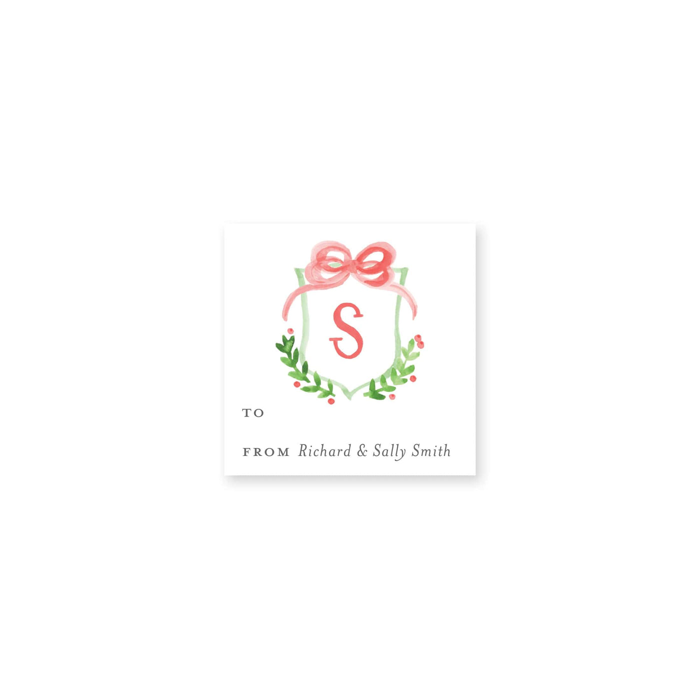 Crest With Big Bow Christmas Gift Stickers