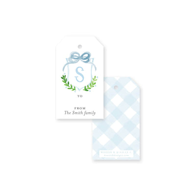 Crest With Big Bow Christmas Tag
