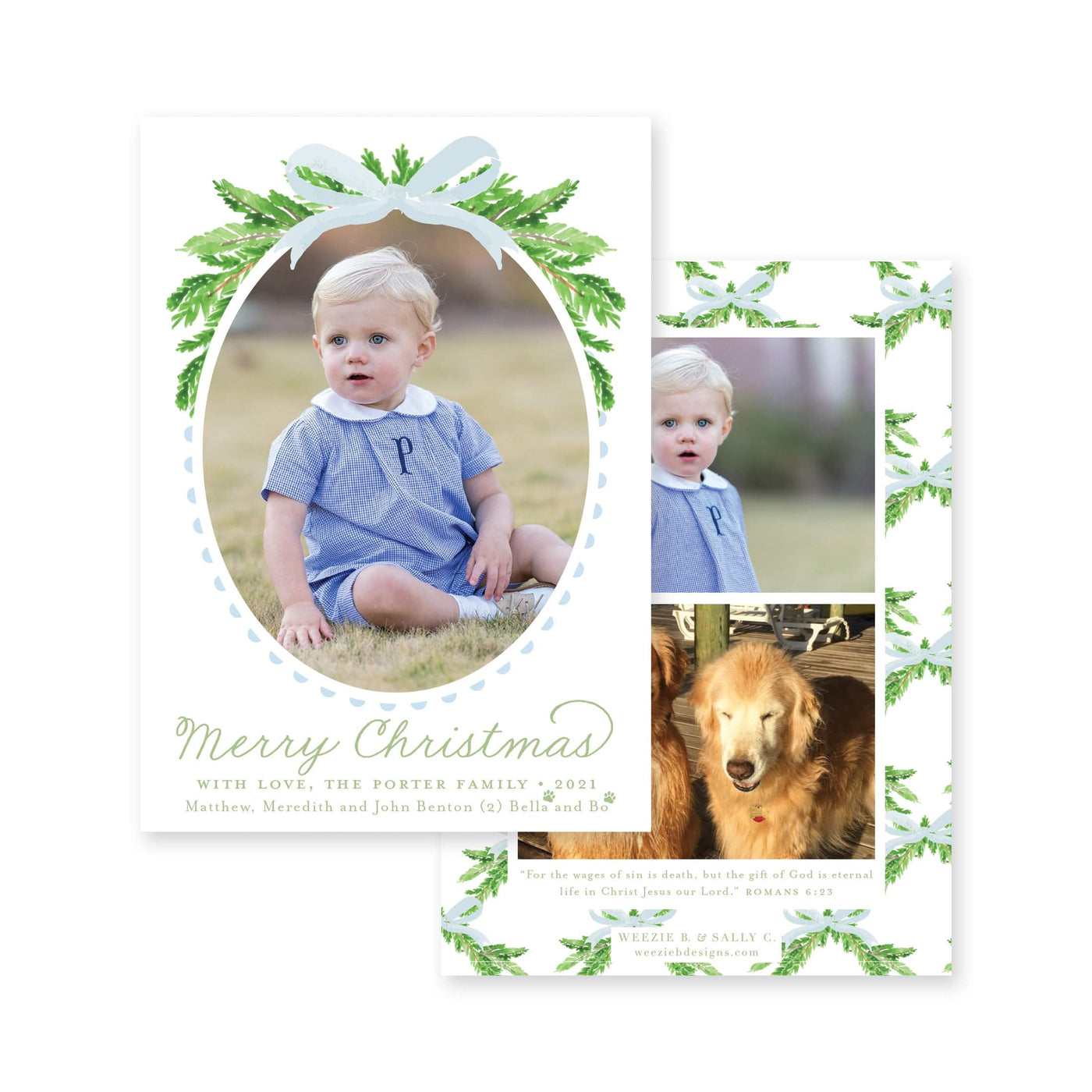Evergreen Branch Vertical Christmas Card